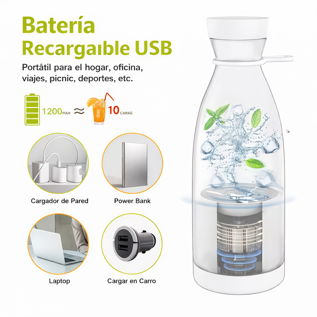 Vaso licuadora portatil y recargable